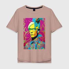 Мужская футболка хлопок Oversize с принтом Andy Warhol   pop art , 100% хлопок | свободный крой, круглый ворот, “спинка” длиннее передней части | 