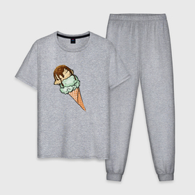 Мужская пижама хлопок с принтом Мороженка в Белгороде, 100% хлопок | брюки и футболка прямого кроя, без карманов, на брюках мягкая резинка на поясе и по низу штанин
 | 