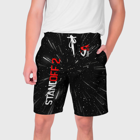 Мужские шорты 3D с принтом Standoff 2 game ,  полиэстер 100% | прямой крой, два кармана без застежек по бокам. Мягкая трикотажная резинка на поясе, внутри которой широкие завязки. Длина чуть выше колен | 
