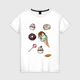 Женская футболка хлопок с принтом Сладкая жизнь в Петрозаводске, 100% хлопок | прямой крой, круглый вырез горловины, длина до линии бедер, слегка спущенное плечо | 