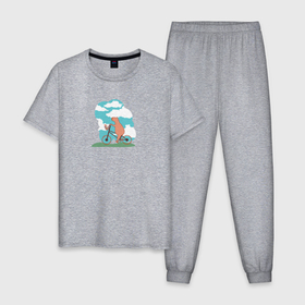 Мужская пижама хлопок с принтом Капибара на велике с детенышем в Белгороде, 100% хлопок | брюки и футболка прямого кроя, без карманов, на брюках мягкая резинка на поясе и по низу штанин
 | 