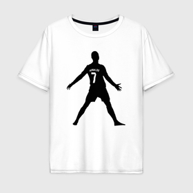Мужская футболка хлопок Oversize с принтом Ronaldo win в Екатеринбурге, 100% хлопок | свободный крой, круглый ворот, “спинка” длиннее передней части | Тематика изображения на принте: 