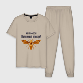 Мужская пижама хлопок с принтом Пчелиный опекун в Петрозаводске, 100% хлопок | брюки и футболка прямого кроя, без карманов, на брюках мягкая резинка на поясе и по низу штанин
 | 