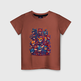 Детская футболка хлопок с принтом коты супергерои в Петрозаводске, 100% хлопок | круглый вырез горловины, полуприлегающий силуэт, длина до линии бедер | Тематика изображения на принте: 