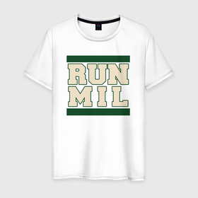 Мужская футболка хлопок с принтом Run Milwaukee Bucks в Санкт-Петербурге, 100% хлопок | прямой крой, круглый вырез горловины, длина до линии бедер, слегка спущенное плечо. | 