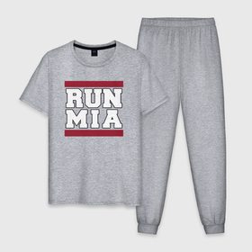 Мужская пижама хлопок с принтом Run Miami Heat в Кировске, 100% хлопок | брюки и футболка прямого кроя, без карманов, на брюках мягкая резинка на поясе и по низу штанин
 | Тематика изображения на принте: 