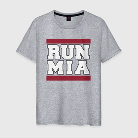 Мужская футболка хлопок с принтом Run Miami Heat в Петрозаводске, 100% хлопок | прямой крой, круглый вырез горловины, длина до линии бедер, слегка спущенное плечо. | 