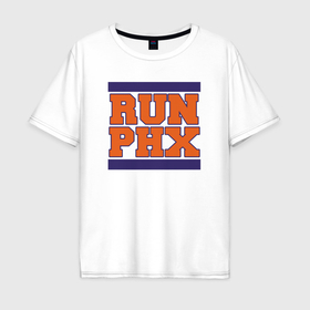 Мужская футболка хлопок Oversize с принтом Run Phoenix Suns в Новосибирске, 100% хлопок | свободный крой, круглый ворот, “спинка” длиннее передней части | Тематика изображения на принте: 