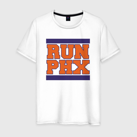 Мужская футболка хлопок с принтом Run Phoenix Suns , 100% хлопок | прямой крой, круглый вырез горловины, длина до линии бедер, слегка спущенное плечо. | Тематика изображения на принте: 