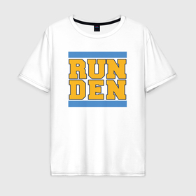 Мужская футболка хлопок Oversize с принтом Run Denver Nuggets в Новосибирске, 100% хлопок | свободный крой, круглый ворот, “спинка” длиннее передней части | 