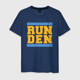 Мужская футболка хлопок с принтом Run Denver Nuggets в Курске, 100% хлопок | прямой крой, круглый вырез горловины, длина до линии бедер, слегка спущенное плечо. | 