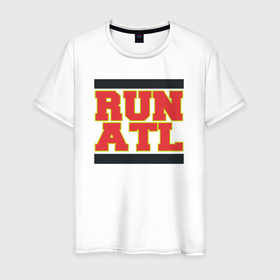 Мужская футболка хлопок с принтом Run Atlanta Hawks в Кировске, 100% хлопок | прямой крой, круглый вырез горловины, длина до линии бедер, слегка спущенное плечо. | Тематика изображения на принте: 
