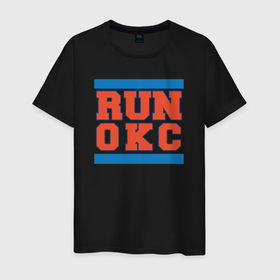 Мужская футболка хлопок с принтом Run Oklahoma City Thunder в Кировске, 100% хлопок | прямой крой, круглый вырез горловины, длина до линии бедер, слегка спущенное плечо. | Тематика изображения на принте: 