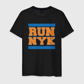 Мужская футболка хлопок с принтом Run New York Knicks в Новосибирске, 100% хлопок | прямой крой, круглый вырез горловины, длина до линии бедер, слегка спущенное плечо. | Тематика изображения на принте: 