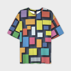 Мужская футболка oversize 3D с принтом Тетрис цветные кубики в Санкт-Петербурге,  |  | Тематика изображения на принте: 