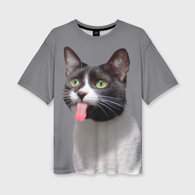 Женская футболка oversize 3D с принтом Кошка муся в Тюмени,  |  | 