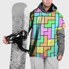 Накидка на куртку 3D с принтом Светлая стена из блоков Тетриса в Новосибирске, 100% полиэстер |  | Тематика изображения на принте: 