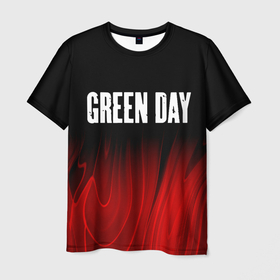 Мужская футболка 3D с принтом Green Day red plasma в Екатеринбурге, 100% полиэфир | прямой крой, круглый вырез горловины, длина до линии бедер | 
