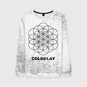 Мужской свитшот 3D с принтом Coldplay с потертостями на светлом фоне в Курске, 100% полиэстер с мягким внутренним слоем | круглый вырез горловины, мягкая резинка на манжетах и поясе, свободная посадка по фигуре | 
