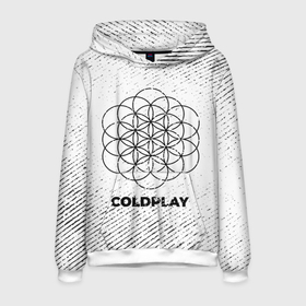Мужская толстовка 3D с принтом Coldplay с потертостями на светлом фоне , 100% полиэстер | двухслойный капюшон со шнурком для регулировки, мягкие манжеты на рукавах и по низу толстовки, спереди карман-кенгуру с мягким внутренним слоем. | 