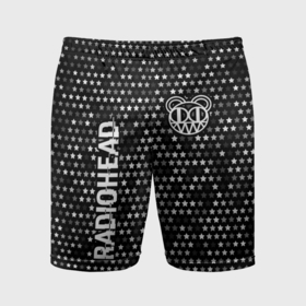 Мужские шорты спортивные с принтом Radiohead glitch на темном фоне: надпись, символ в Екатеринбурге,  |  | 