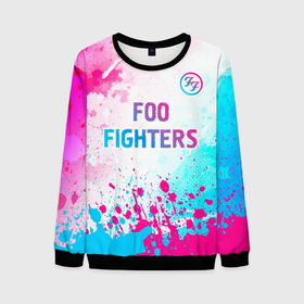 Мужской свитшот 3D с принтом Foo Fighters neon gradient style: символ сверху в Тюмени, 100% полиэстер с мягким внутренним слоем | круглый вырез горловины, мягкая резинка на манжетах и поясе, свободная посадка по фигуре | 