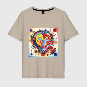 Мужская футболка хлопок Oversize с принтом Сердце Абстракция в Екатеринбурге, 100% хлопок | свободный крой, круглый ворот, “спинка” длиннее передней части | Тематика изображения на принте: 