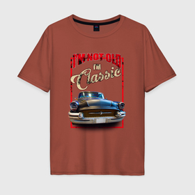Мужская футболка хлопок Oversize с принтом Классика автомобиль Buick Roadmaster в Санкт-Петербурге, 100% хлопок | свободный крой, круглый ворот, “спинка” длиннее передней части | Тематика изображения на принте: 