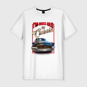 Мужская футболка хлопок Slim с принтом Классика автомобиль Buick Roadmaster в Санкт-Петербурге, 92% хлопок, 8% лайкра | приталенный силуэт, круглый вырез ворота, длина до линии бедра, короткий рукав | 
