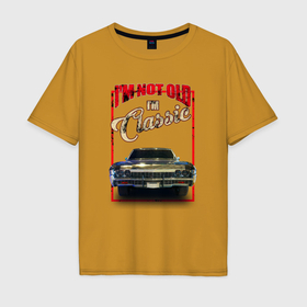 Мужская футболка хлопок Oversize с принтом Классика автомобиль Chevrolet Impala в Петрозаводске, 100% хлопок | свободный крой, круглый ворот, “спинка” длиннее передней части | 