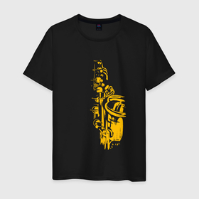 Мужская футболка хлопок с принтом С саксофоном в Белгороде, 100% хлопок | прямой крой, круглый вырез горловины, длина до линии бедер, слегка спущенное плечо. | 