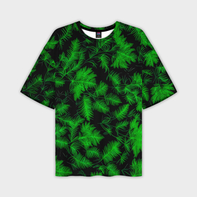 Мужская футболка oversize 3D с принтом Папоротник листья в Курске,  |  | Тематика изображения на принте: 