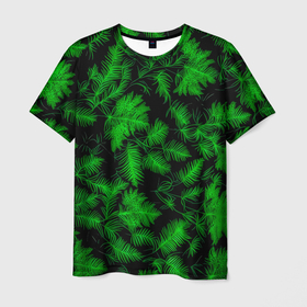 Мужская футболка 3D с принтом Папоротник листья в Курске, 100% полиэфир | прямой крой, круглый вырез горловины, длина до линии бедер | Тематика изображения на принте: 
