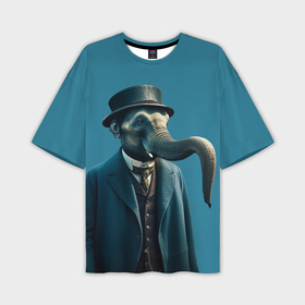 Мужская футболка oversize 3D с принтом Слон джентельмен в смокинге и шляпе в Белгороде,  |  | Тематика изображения на принте: 