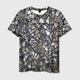 Мужская футболка 3D с принтом Зеркальные пластины   паттерн в Тюмени, 100% полиэфир | прямой крой, круглый вырез горловины, длина до линии бедер | 