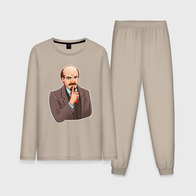 Мужская пижама с лонгсливом хлопок с принтом Ленин   тихо в Тюмени,  |  | 