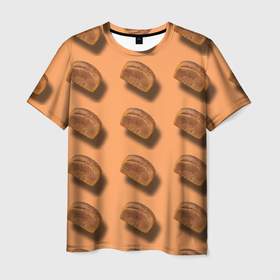 Мужская футболка 3D с принтом Булка хлеба в Петрозаводске, 100% полиэфир | прямой крой, круглый вырез горловины, длина до линии бедер | 