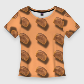 Женская футболка 3D Slim с принтом Булка хлеба в Екатеринбурге,  |  | Тематика изображения на принте: 
