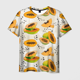 Мужская футболка 3D с принтом папайа в Петрозаводске, 100% полиэфир | прямой крой, круглый вырез горловины, длина до линии бедер | Тематика изображения на принте: 