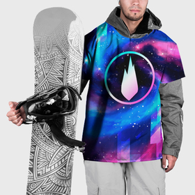 Накидка на куртку 3D с принтом Thousand Foot Krutch неоновый космос в Белгороде, 100% полиэстер |  | 