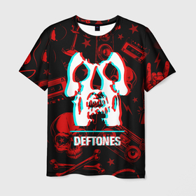 Мужская футболка 3D с принтом Deftones rock glitch в Курске, 100% полиэфир | прямой крой, круглый вырез горловины, длина до линии бедер | Тематика изображения на принте: 