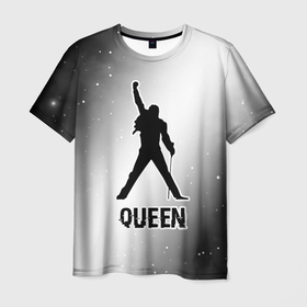 Мужская футболка 3D с принтом Queen glitch на светлом фоне в Белгороде, 100% полиэфир | прямой крой, круглый вырез горловины, длина до линии бедер | 