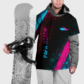 Накидка на куртку 3D с принтом Papa Roach   neon gradient: надпись, символ в Тюмени, 100% полиэстер |  | Тематика изображения на принте: 