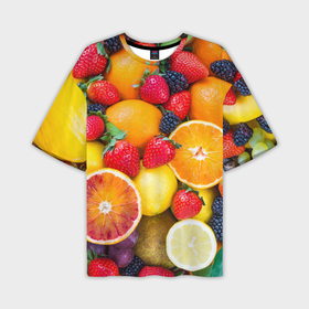 Мужская футболка oversize 3D с принтом Сочные фрукты в Тюмени,  |  | 