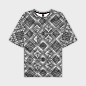 Мужская футболка oversize 3D с принтом Геометрический узор черно белые ромбы в Белгороде,  |  | Тематика изображения на принте: 