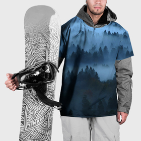 Накидка на куртку 3D с принтом Туман в сумеречном лесу в Екатеринбурге, 100% полиэстер |  | 
