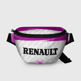 Поясная сумка 3D с принтом Renault pro racing: надпись и символ в Курске, 100% полиэстер | плотная ткань, ремень с регулируемой длиной, внутри несколько карманов для мелочей, основное отделение и карман с обратной стороны сумки застегиваются на молнию | 