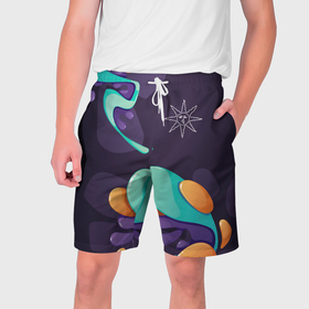 Мужские шорты 3D с принтом Dark Souls graffity splash в Новосибирске,  полиэстер 100% | прямой крой, два кармана без застежек по бокам. Мягкая трикотажная резинка на поясе, внутри которой широкие завязки. Длина чуть выше колен | 