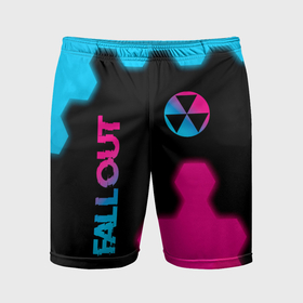 Мужские шорты спортивные с принтом Fallout   neon gradient: надпись, символ в Курске,  |  | 