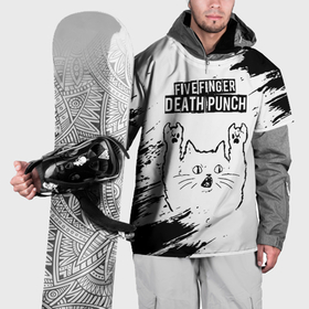 Накидка на куртку 3D с принтом Five Finger Death Punch рок кот на светлом фоне в Новосибирске, 100% полиэстер |  | 